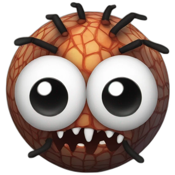3d sphere with a cartoon Cave Spider skin texture with big stupid eyes emoji