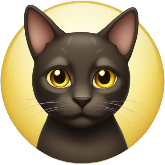 Dark brown cat with yellow eyes and big ears  emoji