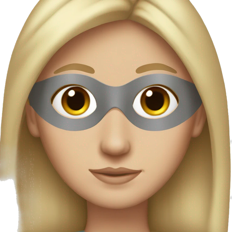 White girl with brown and blond hair eye mask emoji