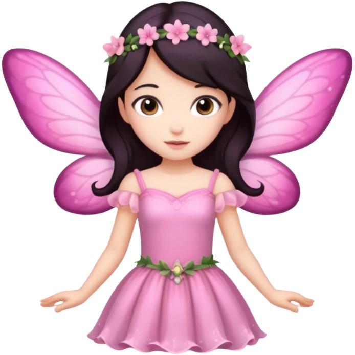 Pink fairy with dark hair emoji
