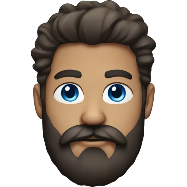 A handsome man with blue eyes, wild hair, a dense moustache and beard inspired by KGF movie character  emoji