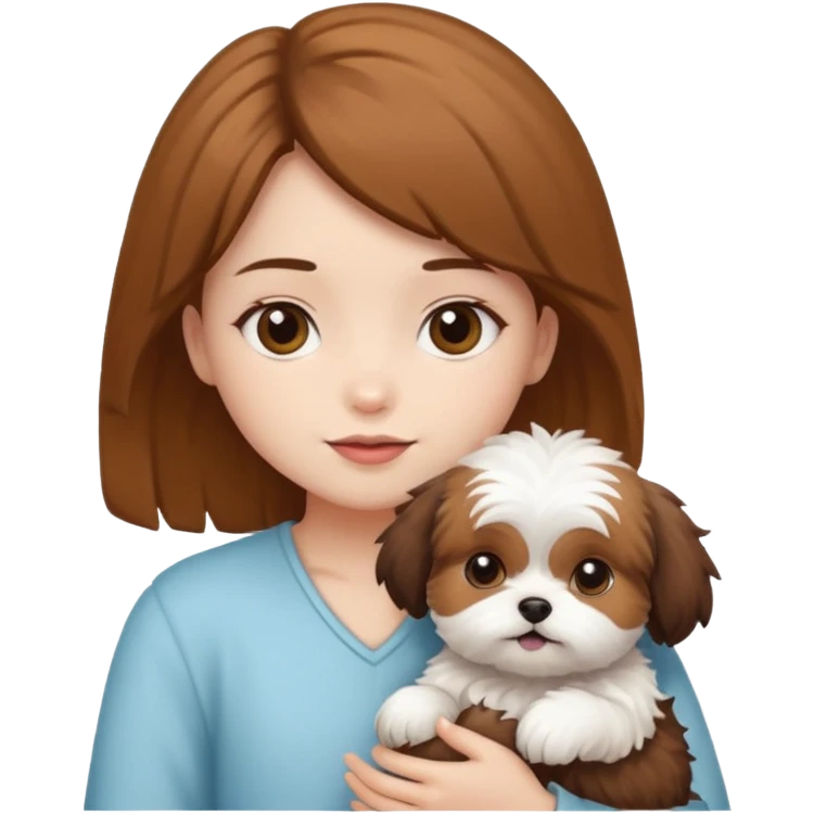 Girl holding shitzu emoji