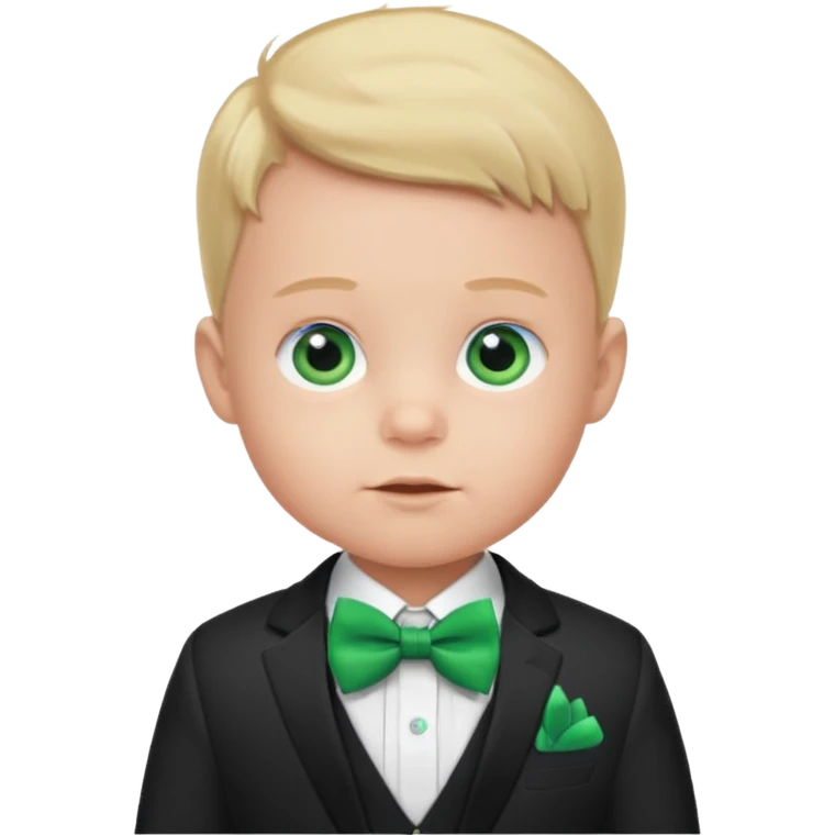 baby boy blue eyes, in suit, with green bow emoji