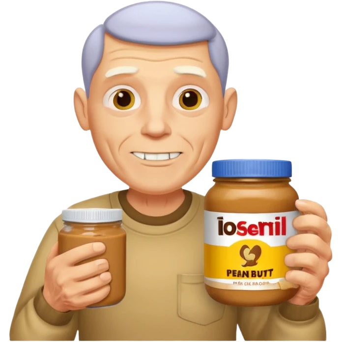 White man, barely any hair, lots and lots of wrinkles, bad yellow teeth, and peanut butter. Cerebral palsy emoji