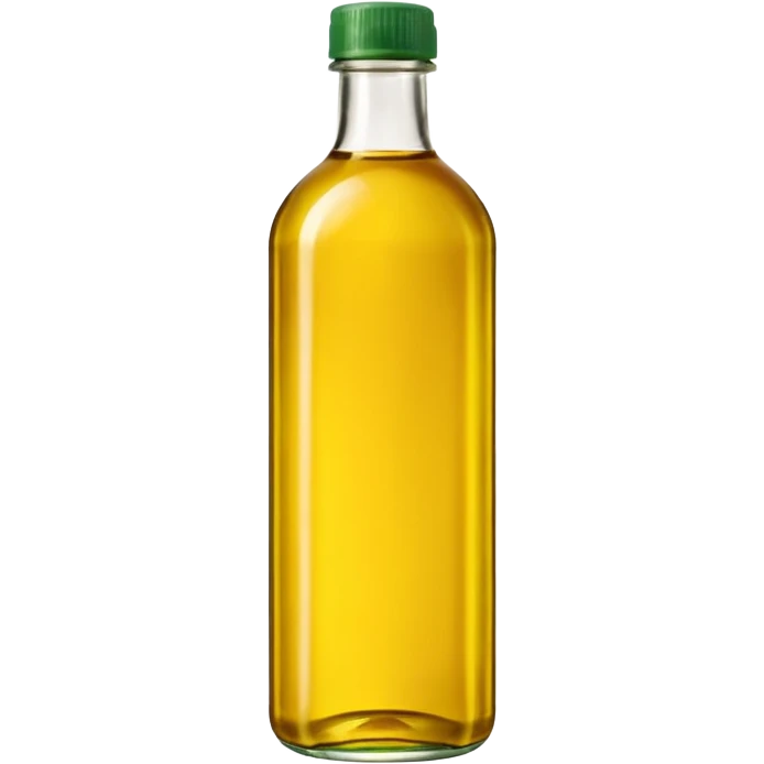 1 liter bottle of vegetable oil, simple apple style emoji, yellow label, green cap emoji