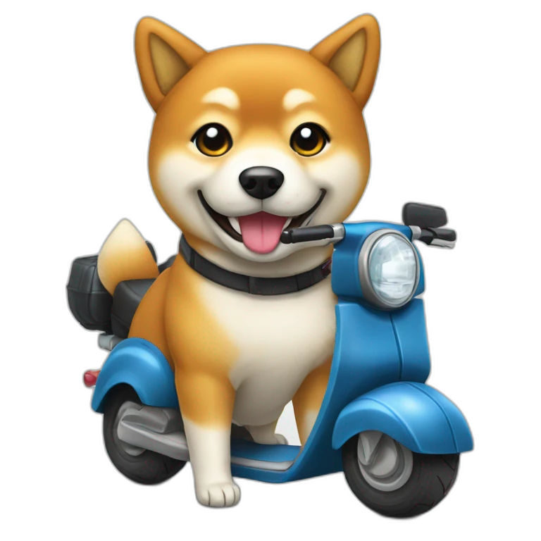 Shiba assis sur un scooter emoji
