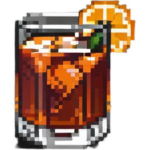 negroni cocktail glass with orange wedge emoji