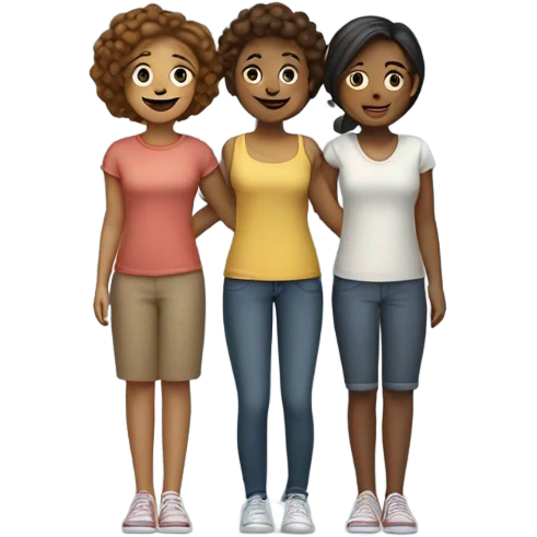 Three girlfriends holding hands emoji