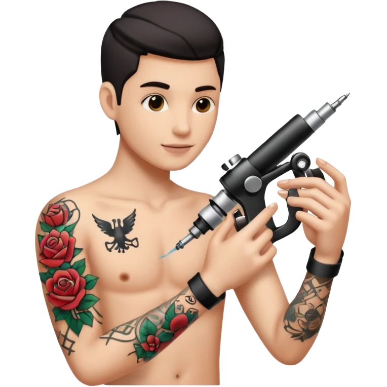 ahand that has a tattoo machine and its tattooing emoji