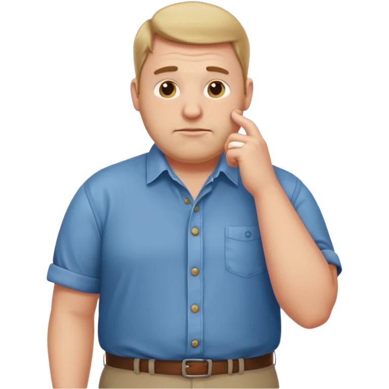 stocky man with hand on chin full length emoji