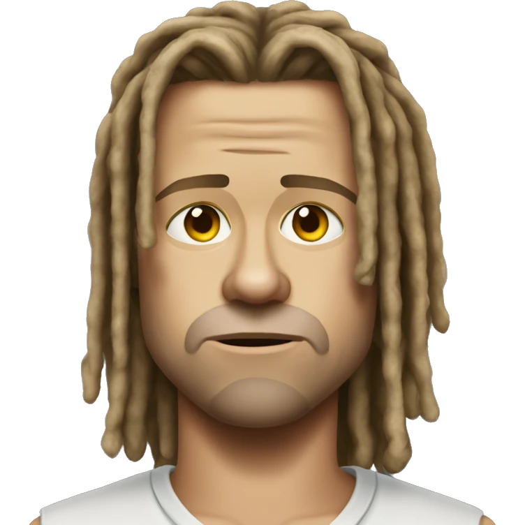 sad brad pitt with dreadlocks realistic emoji