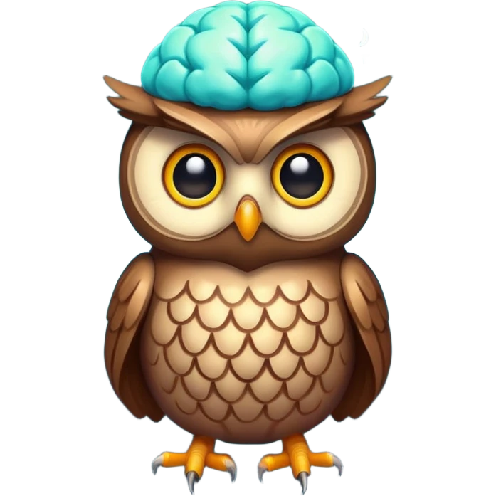 owl with glowing brain idea moment emoji