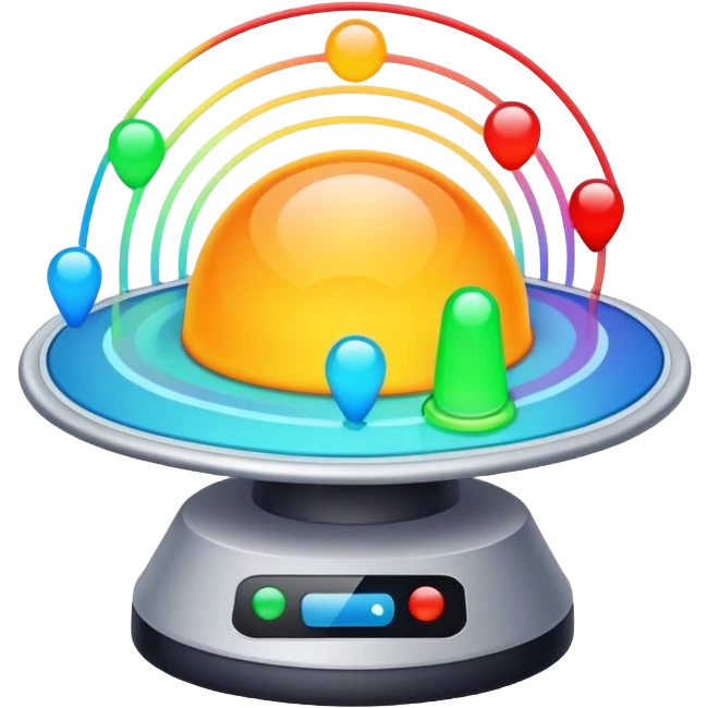 radar with colorful signals, multiple bright blips and sweeping line emoji