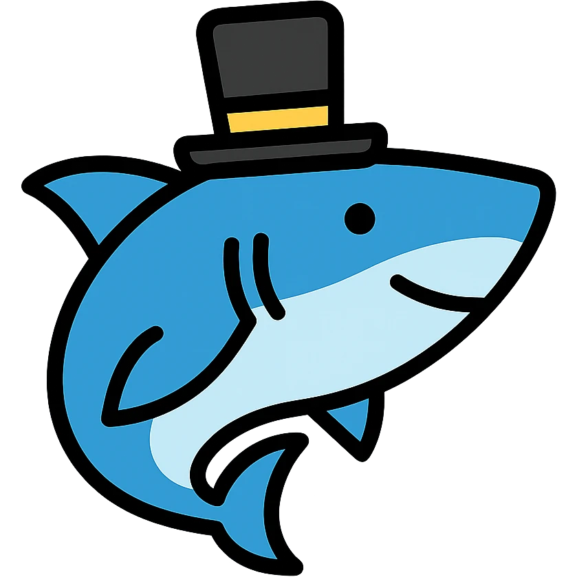shark wearing a top hat, color icon emoji