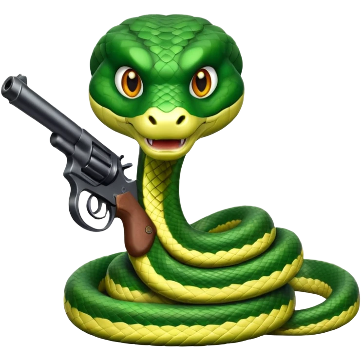 Snake holding a gun emoji