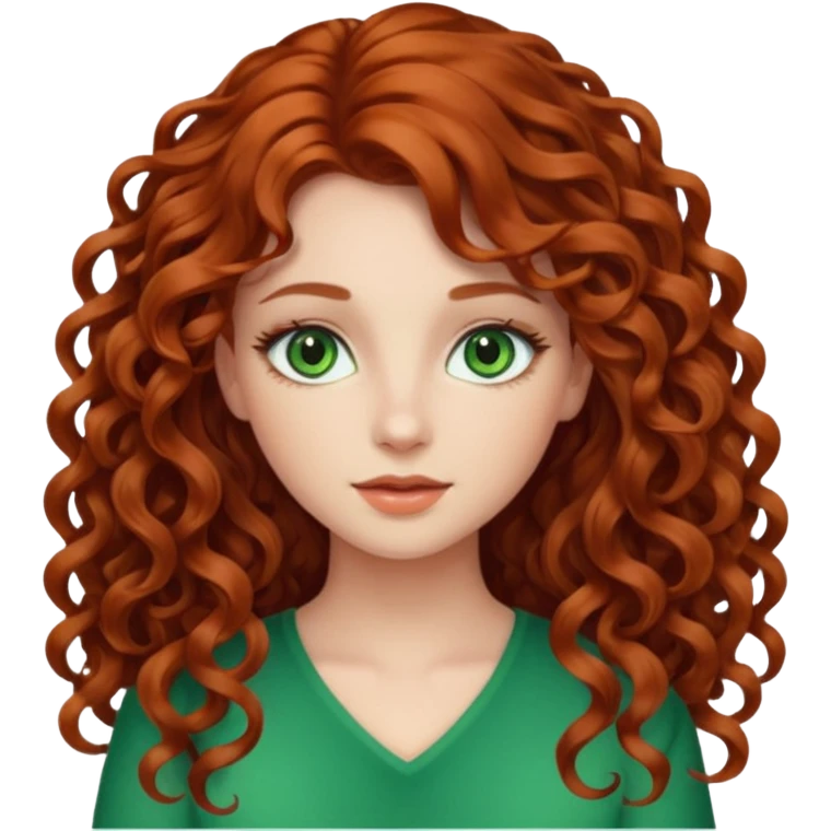  chica bonita de cabello largo rizado medio rojo emoji