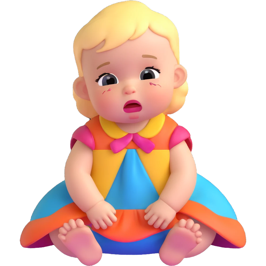 crying baby in colorful dress emoji