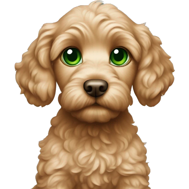 apricot cockapoo puppy with green eyes emoji