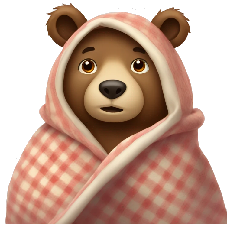 bear cozy in blanket emoji