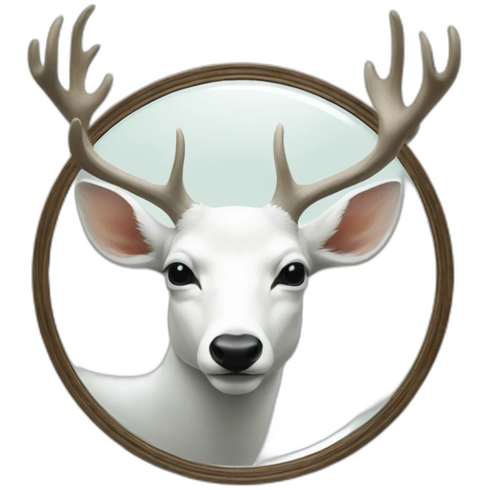 white deer reflected the mirror emoji