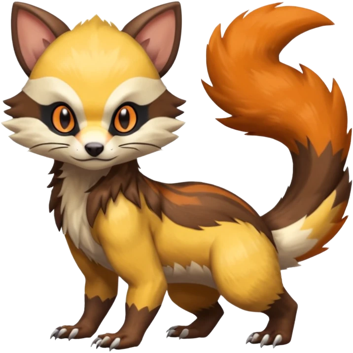 Trico-Sergal-Furret-Ferret-Wolverine-Vernid-fusion-Fakemon-animal-hybrid-creature, full body emoji