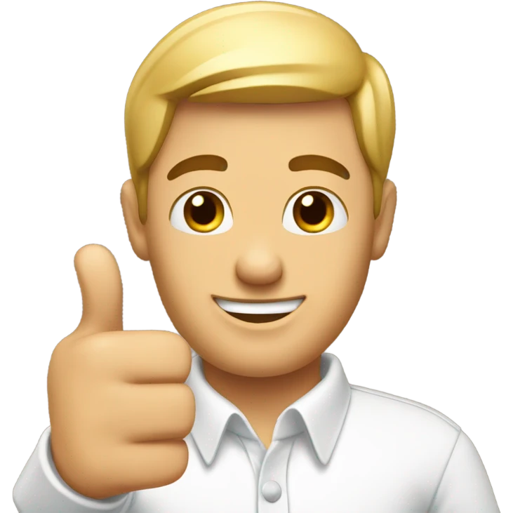 male in white collared shirt thumbs up emoji
