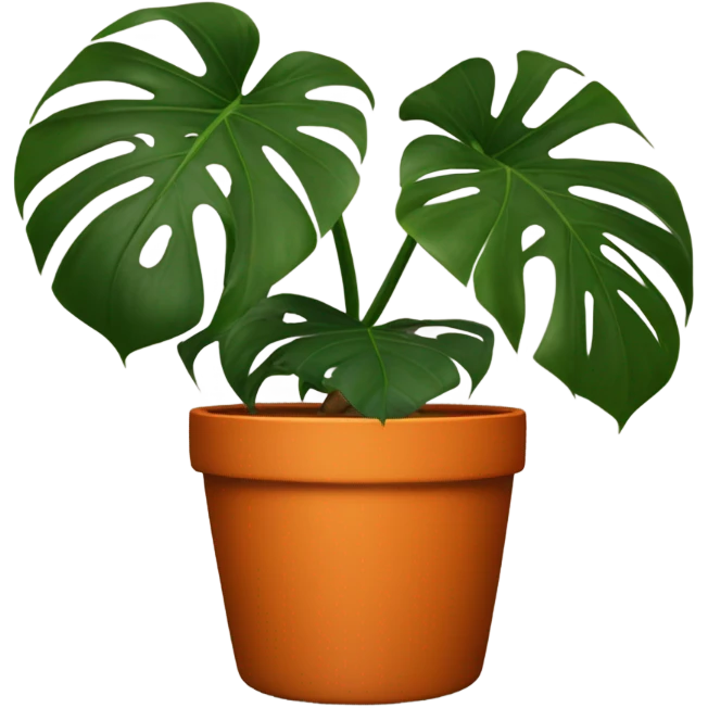 Aesthetic monstera flower in a dark orange pot  emoji