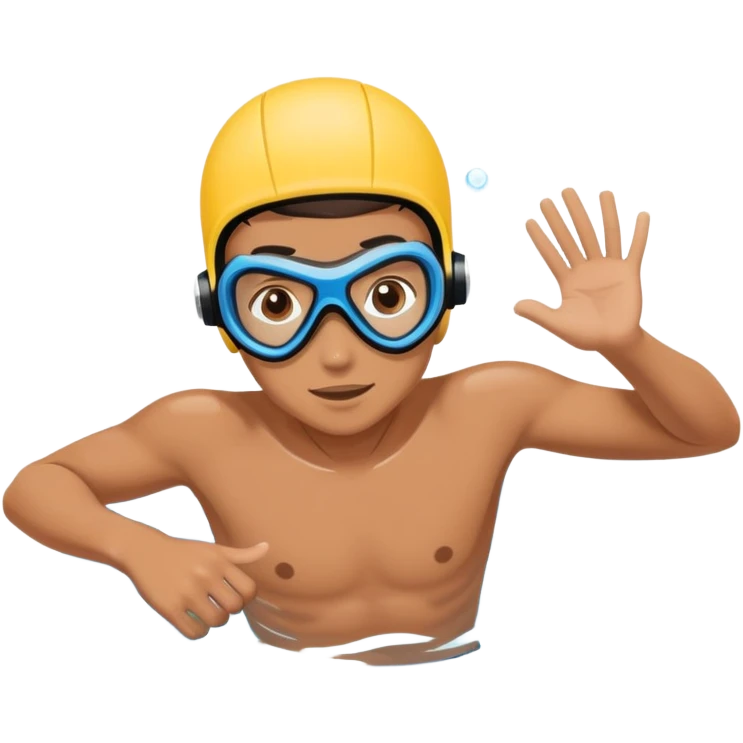 determined pool diver dives into a pool of confidence blue water underneath  emoji