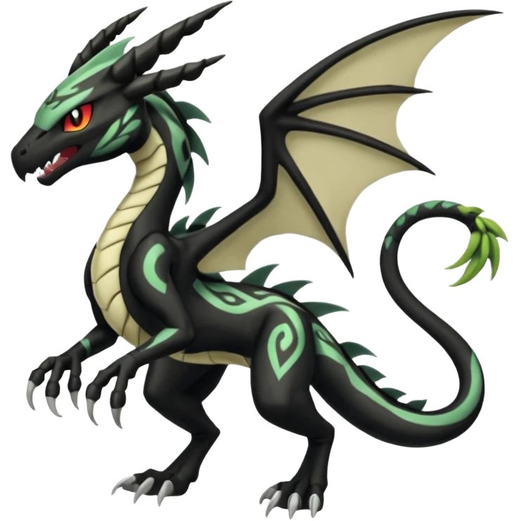 Meloetta-Venom-Scyther-Zekrom-Salandit-fusion, full body, tribal markings, full body emoji