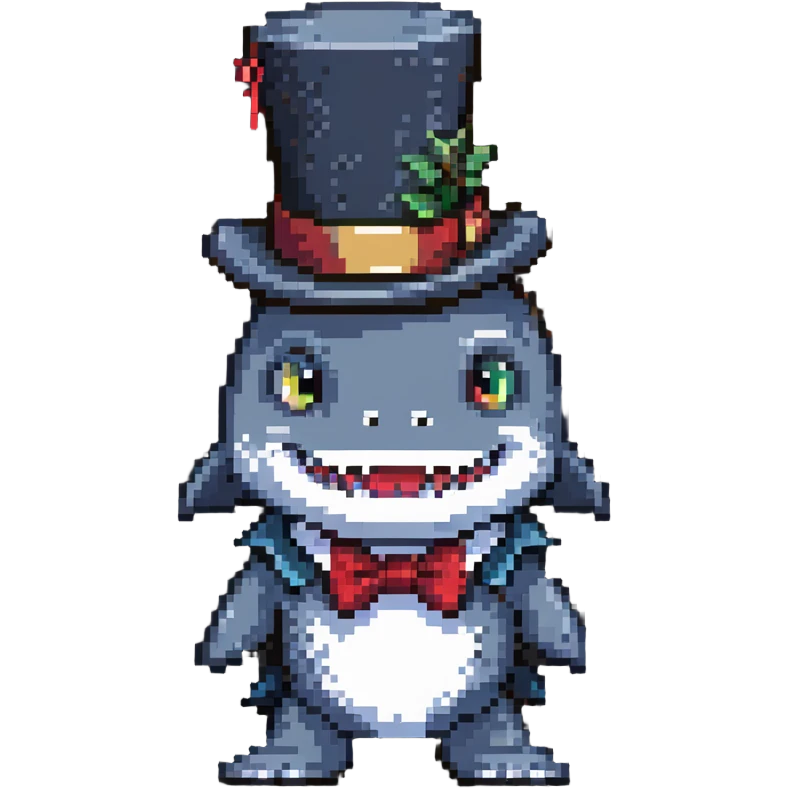 shark wearing a top hat emoji