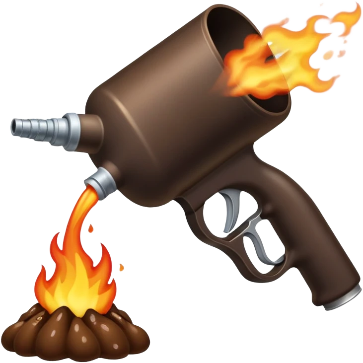Poop coming from flame thrower emoji