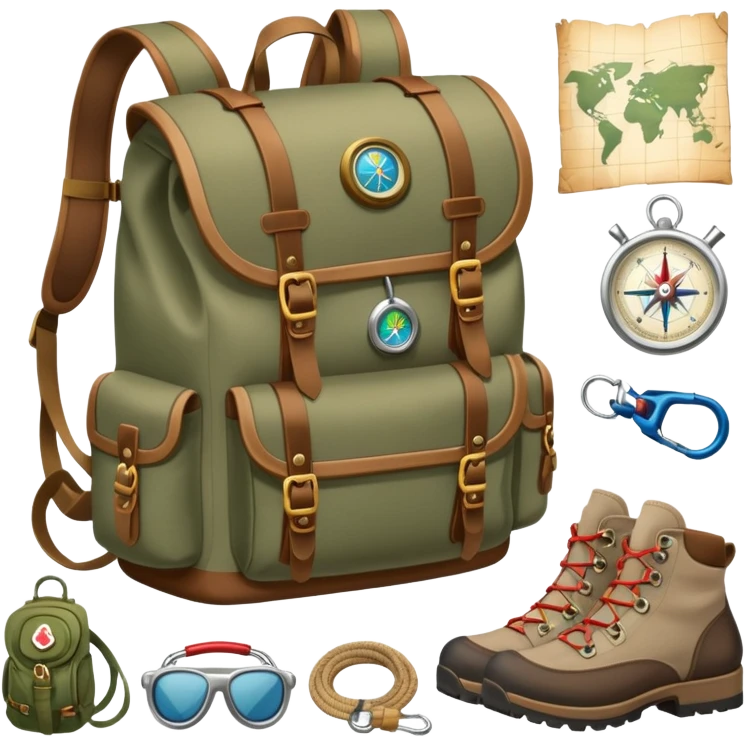 explorer backpack with adventure gear emoji