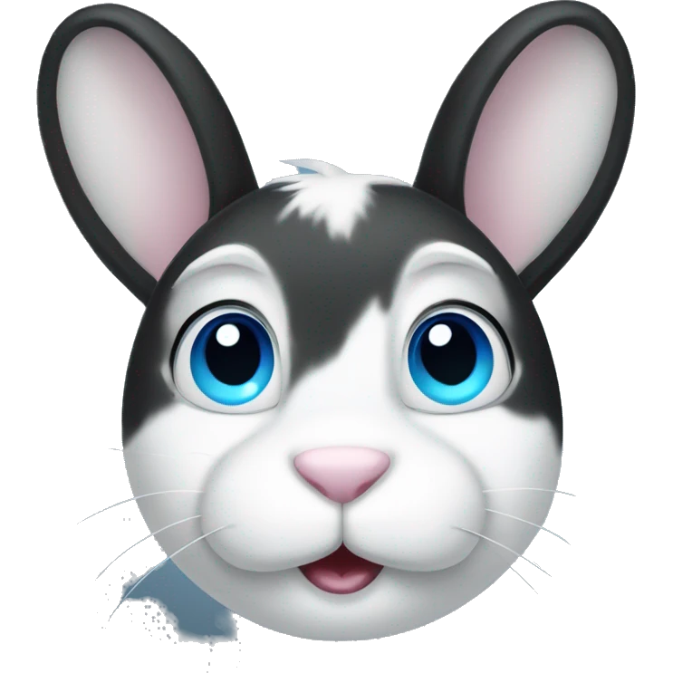 Black and white bunny with blue eyes  emoji