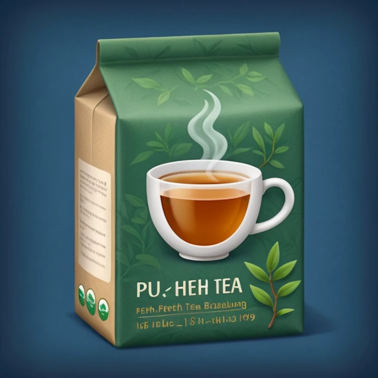 iPhone emoji icon of Pu-erh tea in packaging, blue background emoji