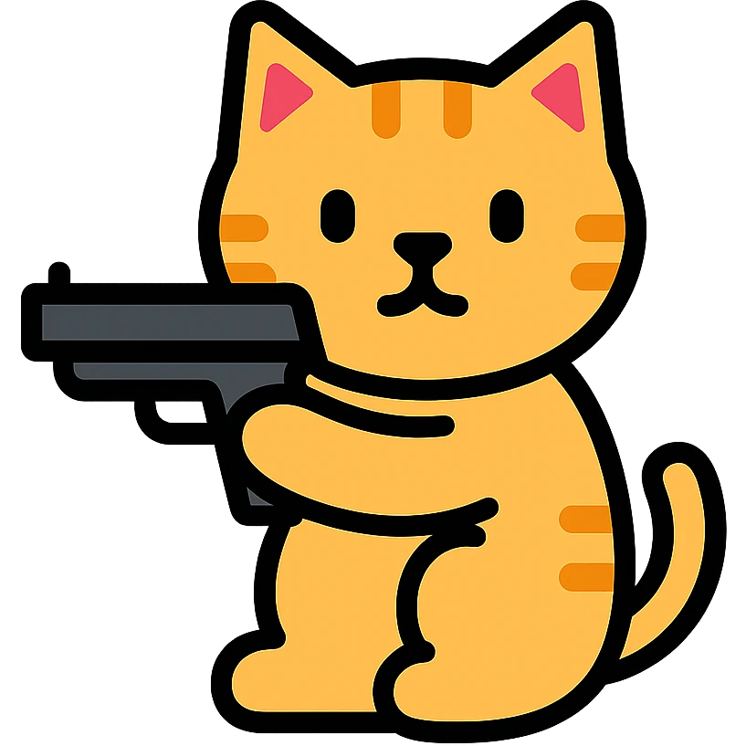cat holding a gun colored icon emoji