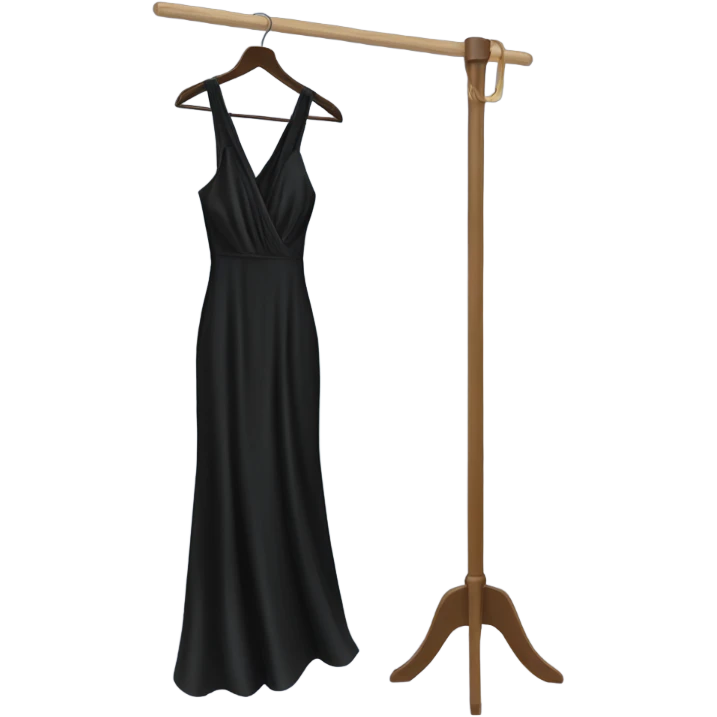 black silk bodycon gown on hanger emoji