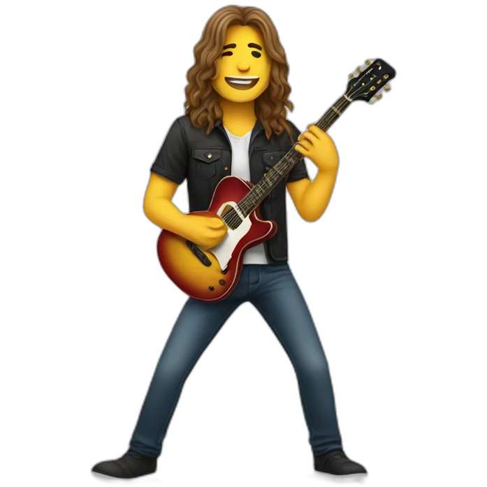 long haired male playing guitar emoji emoji