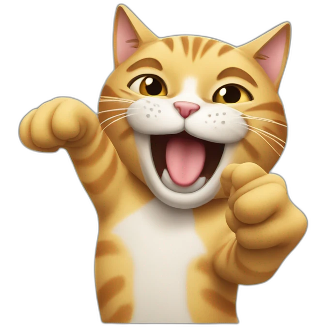 cat laughing and shoving index finger shhhhh emoji