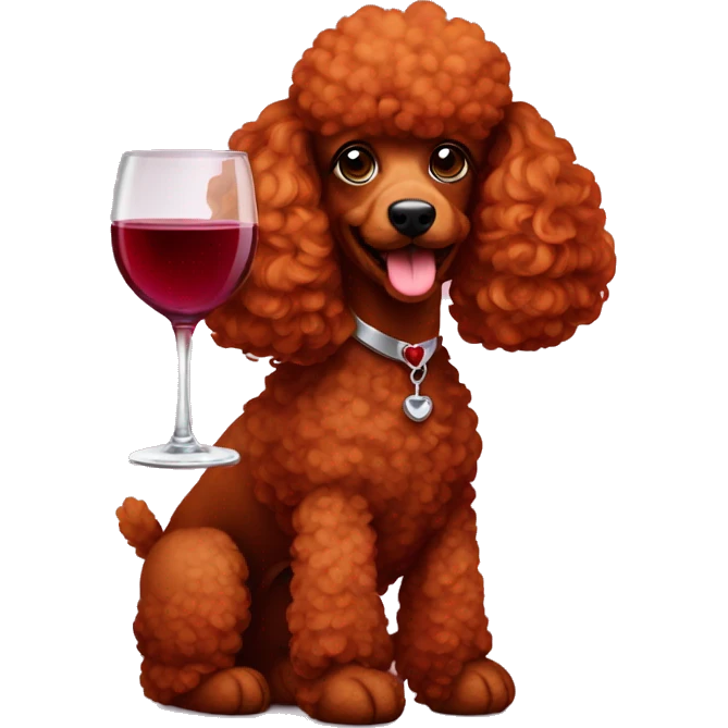 Red poodle with wine glass emoji
