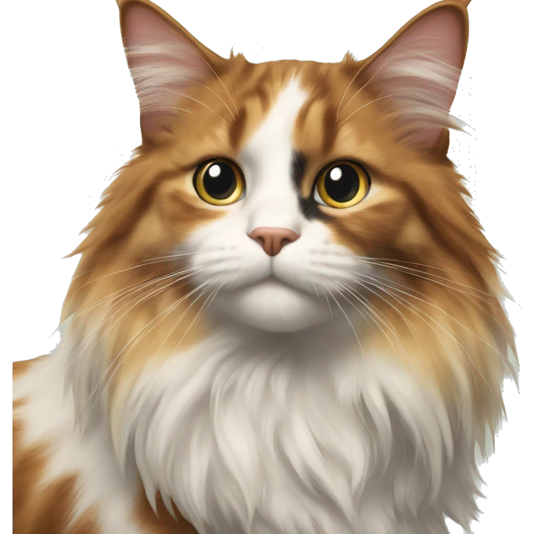 realistic long haired calico cat indoors scene  emoji