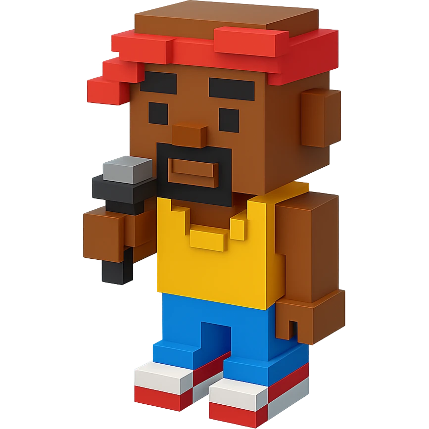 2Pac rapper with microphone emoji