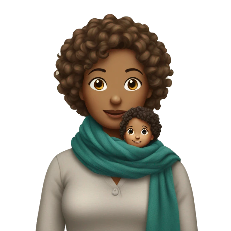 mum in scarf with toddler girl curly hair emoji