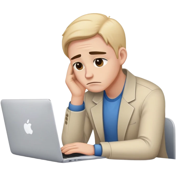 sad employee sitting at a MacBook emoji