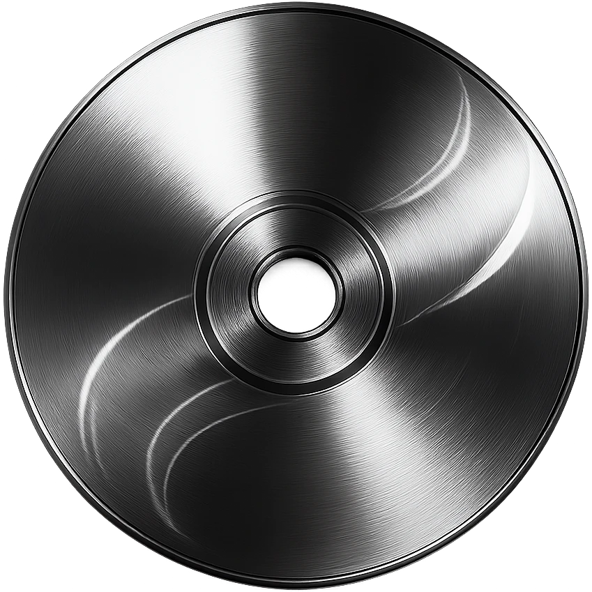 A minimalist CD disc with abstract pattern, glowing effect, blue color emoji