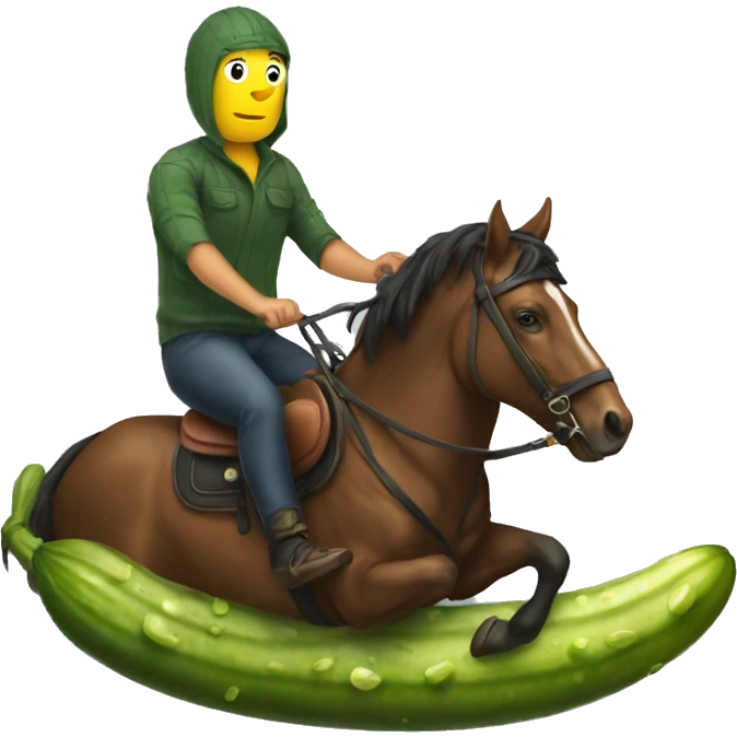 Riding a pickle emoji