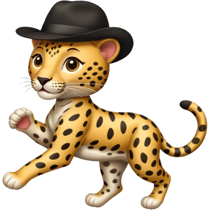 running leopard in a black hat emoji