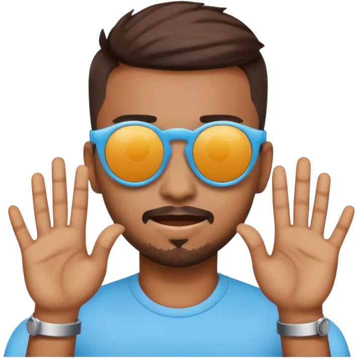 A emoji doing hands like hardik Pandya after winning t20 world cup in sky blue colour round emoji Cat wearing sunglasses emoji