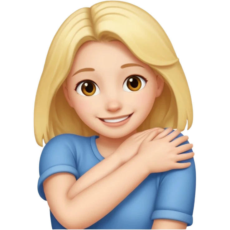 Girl smiling and hugging herself emoji