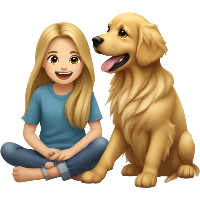 girl and golden retriever emoji