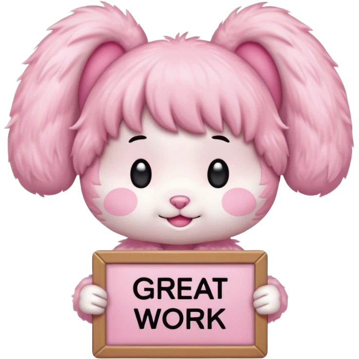 mymelody with sign that says great work emoji